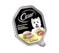 Cesar Terrina clásica en gelatina 14 bandejas, Comida húmeda Premium para Perros Adultos, Pollo y Pavo, Paquete de 2 (7 x 150 g)