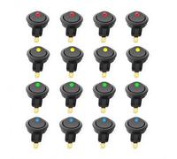 CESFONJER 16 Pcs LED Interruptor Coche Rocker, Interruptor SPST, Ronda Rocker botón Interruptor DC 12 V 20 A Para Vehículos, Dispositivos Electrónicos de Barcos o Yates, Instrumentos de Medición, etc.