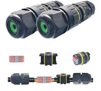 CESFONJER 2 Pack Conector Estanco 3 Polos, IP68 M25 Caja de conectores Impermeables, acoplador de manguito exterior rango de cables 6-11 mm