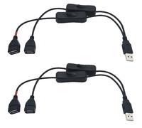 CESFONJER 2 pcs 30cm Cable Extension USB Splitter Y con interruptor de encendido/apagado para datos y energía, para grabadora de conducción, ventilador USB, tiras de LED