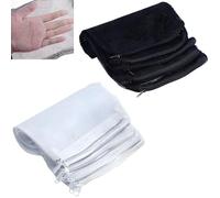 CESFONJER 20 Piezas Bolsas de Malla para Filtro de Acuario con Cremallera, Sistemas de Filtro, Bolsa de Nailon para Estanque de jardín o Acuario, 15 x 20 cm, Blanco y Negro