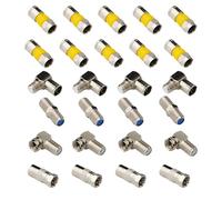 CESFONJER 26 Pcs Conector para Cable Coaxial, RG59 RG6U Cable Coaxial Adaptadores, Conectores F, Adaptador de Ángulo (para Conexión de Antena IEC, Cable Satélite) (hasta 7,8 mm)