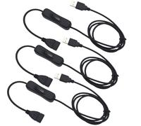 CESFONJER 3 pcs Cable de extensión USB con interruptor de encendido/apagado, compatible con grabadora de conducción, lámpara de escritorio LED, ventilador USB, tiras de LED (1M,negro)