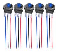 CESFONJER 5 Pcs12V 20A Interruptor basculante,3Pin SPST NO/Off con alambres previamente Soldados, Interruptores Basculantes Redondo12V 20A para automóviles, Barco (Led Azul)
