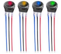 CESFONJER 5 Pcs12V 20A Interruptor basculante,3Pin SPST NO/Off con alambres previamente Soldados, Interruptores Basculantes Redondo12V 20A para automóviles, Barco (LED de 4 colores)