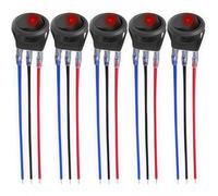 CESFONJER 5 Pcs12V 20A Interruptor basculante,3Pin SPST NO/Off con alambres previamente Soldados, Interruptores Basculantes Redondo12V 20A para automóviles, Barco (Led Rojo)