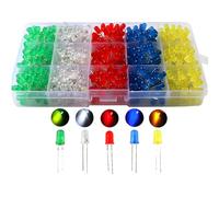 CESFONJER 500pcs x 5mm diodo emisor de luz, difusa 2pin color redondo blanco/rojo/amarillo/verde/azul kit de caja (5 colores x 100pcs)