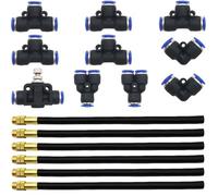 CESFONJER 6 Piezas Boquilla de inserción rápida ajustable en todas las direcciones, Riego y riego de flores Irrigación Micro Spray Nueva boquilla, con 10 Piezas conector neumático