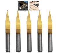 CESFONJER Brocas Carburo, 3.175mm Shank 20 Grados 0,1 mm punta recubierto titanio Grabado Bits CNC Router Herramienta Bit(5 Pcs)