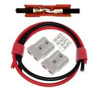 CESFONJER Conector de batería Set, 2 Pcs Enchufe rápido del Conector de la batería para los Modos de Motocicleta Van del automóvil 600V 50Amp con (8AWG Cable de batería Rojo/60cm, Negro/60cm)
