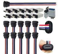 CESFONJER Conector montaje en panel tipo C, 10juegos Toma chasis USB C con cable flexible 4 núcleos y adaptador macho a USB OTG - Kit soldadura para bricolaje para reparación de proyectos electrónicos
