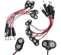 CESFONJER Conector Pila, Conector Pila de Bateria 9V con Cable Conexión15cm Conector de Clip de la Batería 9V Clip de Batería de 9V Negro Carcasa(6Piezas I Tipo, 6Piezas T Tipo)