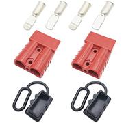CESFONJER Conectores Batería, 50A 600V Kit de Enchufe del Conector de desconexión de conexión rápida de la batería con Cubierta de Polvo (Rojo)