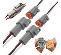 CESFONJER Conectores Electricos 3 Pines (2 juegos), Selladas Gris Macho y Hembra Auto Conectores Electricos Impermeables, con cable 16AWG, para motocicleta, scooter, automóvil, botes