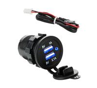 CESFONJER Enchufe de Cargador USB Universal Impermeable Doble Toma de Corriente, Salida 12 V-24 V 5 V 2.1 A Cargador Rápido con LED Azul, Compatible con iPhone, Moto, Barco, Bicicleta, Coche