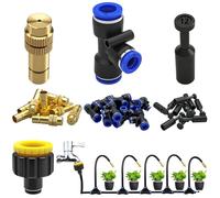 CESFONJER juego de boquillas nebulizadoras de latón, Kit de sistema de riego, kit de riego por goteo automático con adaptador de conexión rápida de 12 mm para jardín, patio, césped e invernadero