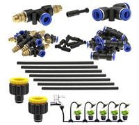 CESFONJER Kit De Boquillas, Boquilla Atomizadora De Doble Cabezal Tipo T Ajustable De Latón De 360°, Con Adaptador De Conexión Rápida De 8 mm Para Riego De Césped, Terraza Y Jardín