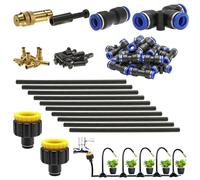 CESFONJER Kit De Boquillas Nebulizadoras De Latón, Sistema De Cabezales De Riego Ajustables 360°, Con Adaptador De Conexión Rápida De 8 mm Para Riego De Césped, Terraza, Jardín