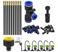 CESFONJER kit de riego por goteo con atomización automática, Kit de sistema de riego ajustable de 360° y adaptador de conexión rápida de 12 mm para riego de césped, terraza y jardín