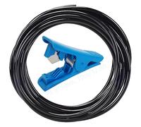 CESFONJER Manguera de riego, jardín de PE negra, 8 mm de diámetro exterior x 5 mm de diámetro interior, con cortador de manguera azul, apta para sistema de riego por goteo (10 metros)