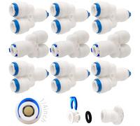 CESFONJER Push Fit: 1 en 2 fuera Conector en de 1/4" para tubo de sistema de ósmosis inversa, frigorífico o tubo de filtro de agua (9 PCS)