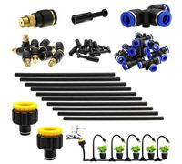 CESFONJER Sistema De Riego Con Cabezales De Riego Ajustables De 360°, Kit De Boquillas Nebulizadoras De Latón, Pulverización/Goteo/Cierre, Con Adaptador Conexión Rápida De 8 mm Para Sistema De Riego