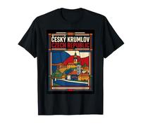 Cesky Krumlov Bandera de República Checa Gráfico de Viaje Camiseta