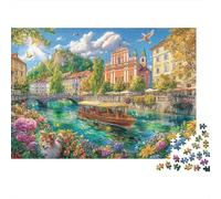 Český Krumlov Puzzle 1000 Piezas para La Familia-Rompecabezas Difícil, Apto para Adultos Y Adolescentes A Partir De 14 Años 70x50cm/1000pcs