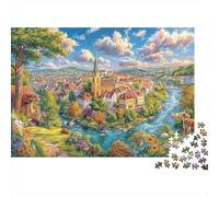 Český Krumlov Puzzle 1000 Piezas para La Familia-Rompecabezas Difícil, Apto para Adultos Y Adolescentes A Partir De 14 Años 38x26cm/1000pcs
