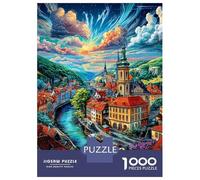 Český Krumlov Puzzle 1000 Piezas para La Familia-Rompecabezas Difícil, Apto para Adultos Y Adolescentes A Partir De 12 Años 70x50cm/1000pcs