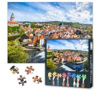 Cesky Krumlov Puzzle para adultos 1000 bloques, rompecabezas de centro histórico europeo, rompecabezas para adultos o juguetes para amigos mayores, 50 x 70 cm
