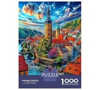 Český Krumlov Rompecabezas 1000 Piezas, Puzzles Imposible, De Juego De para Adultos Y Niños A Partir De 12 Años 38x26cm/1000pcs