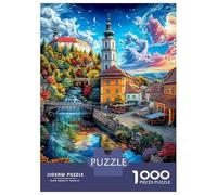 Český Krumlov Rompecabezas 1000 Piezas, Puzzles Imposible, De Juego De para Adultos Y Niños A Partir De 12 Años 52x38cm/1000pcs