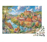 Český Krumlov Rompecabezas 1000 Piezas, Puzzles Imposible, De Juego De para Adultos Y Niños A Partir De 14 Años 70x50cm/1000pcs