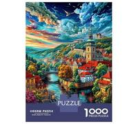Český Krumlov Rompecabezas 1000 Piezas, Puzzles Imposible, De Juego De para Adultos Y Niños A Partir De 12 Años 52x38cm/1000pcs
