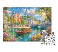 Český Krumlov Rompecabezas 1000 Piezas, Puzzles Imposible, De Juego De para Adultos Y Niños A Partir De 14 Años 38x26cm/1000pcs