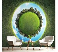 Césped Verde Cielo Papel Tapiz Fotográfico, Papel Pintado Pared Dormitori 150Anx105Al cm, Fotográfico Decorativo Pared Realista 3D, Mural Tela de Seda Verde, Antiestático