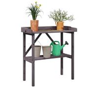Césped y jardín, jardinería, soportes para plantas, mesa para plantas con estante gris, 78 x 38 x 82,5 cm, abeto de madera maciza