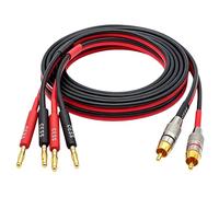CESS-024-6f - Cable de altavoz con conector RCA a enchufe banana de 4 mm, conectores chapados en oro de cobre puro, cable de cobre estañado de 400 hebras, cable de goma de silicona suave (14 AWG, 6