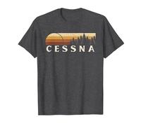 Cessna, PA Vintage Evergreen Atardecer Ochenta Retro Camiseta, Hombre, Jaspeado Oscuro, 5XL