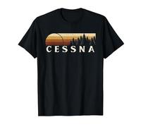 Cessna, PA Vintage Evergreen Atardecer Ochenta Retro Camiseta, Hombre, Negro, 6XL