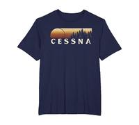 Cessna, PA Vintage Evergreen Atardecer Ochenta Retro Camiseta, Hombre Tallas Grandes, Azul Marino, 6X Alto