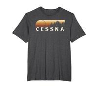 Cessna, PA Vintage Evergreen Atardecer Ochenta Retro Camiseta, Hombre Tallas Grandes, Jaspeado Oscuro, 6X Alto