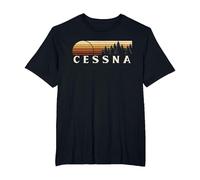 Cessna, PA Vintage Evergreen Atardecer Ochenta Retro Camiseta, Hombre Tallas Grandes, Negro, 6X Alto