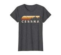 Cessna, PA Vintage Evergreen Atardecer Ochenta Retro Camiseta, Mujer, Jaspeado Oscuro, S
