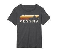 Cessna, PA Vintage Evergreen Atardecer Ochenta Retro Camiseta, Mujer Tallas Grandes, Jaspeado Oscuro, 1XL Grande