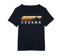 Cessna, PA Vintage Evergreen Atardecer Ochenta Retro Camiseta, Mujer Tallas Grandes, Negro, 6XL Grande