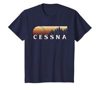 Cessna, PA Vintage Evergreen Atardecer Ochenta Retro Camiseta, Niños, Azul Marino, 6 años