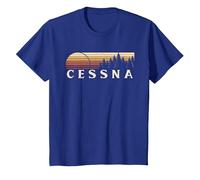 Cessna, PA Vintage Evergreen Atardecer Ochenta Retro Camiseta, Niños, Azul Real, 6 años