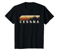 Cessna, PA Vintage Evergreen Atardecer Ochenta Retro Camiseta, Niños, Negro, 6 años